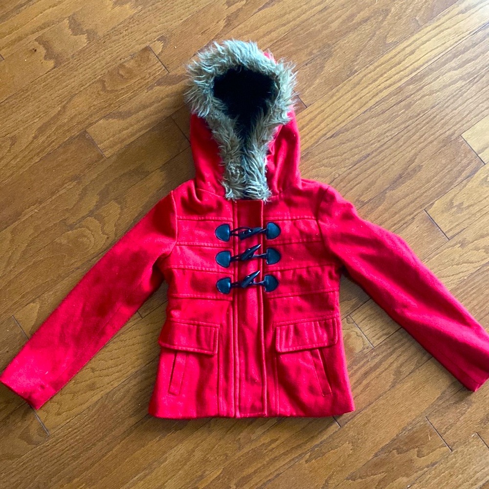 Red Winter Pea Coat Fur, Yoki Brand, Medium (5-6)
